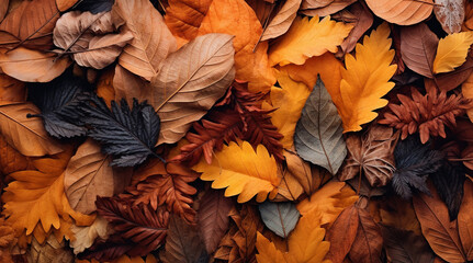 Autumn leaves background, generative ai