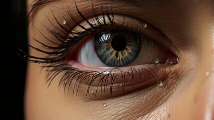 Naklejka premium extremly Close-up of a womangreen eye with light catch woman eyesight human body part concept