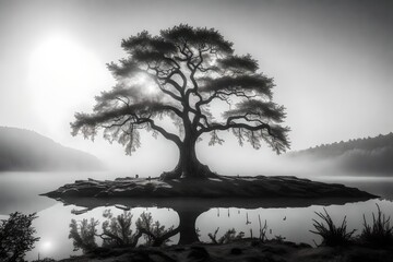 tree in the fog