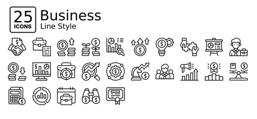 Business icons in outline style. Collection of Business icons for web design, app, and modern projects. Simple vector editable stroke, easy to use	
