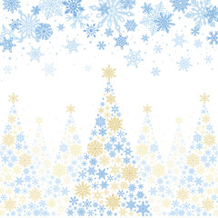 雪の結晶クリスマスツリー_青金・背景透過_正方形4