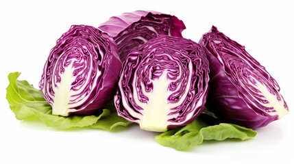 Fototapeta premium Red cabbage radicchio isolated on white background.