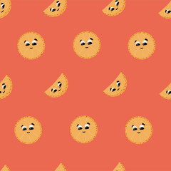 Lemons sunny groovy hand drawn seamless pattern