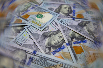 US 100 dollar banknotes background