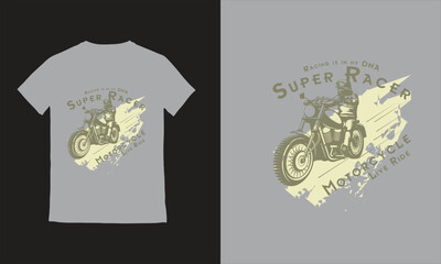 Free vector classic American motorcycles t-shirt design with illustration of custom bike