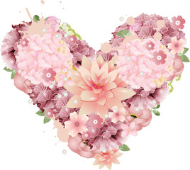 schöne Herz Komposition aus rosafarbenen Blüten