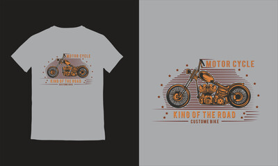 Free vector classic American motorcycles t-shirt design with illustration of custom bike