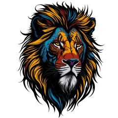 A Lion t-shirt design capturing a moment of hunting prowess, graffiti, vector sticker art, t-shirt design, Generative Ai