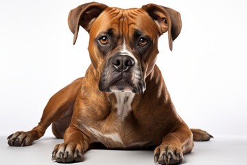 Regal Boxer dog sitting with a strong and powerful presence, Generative AI