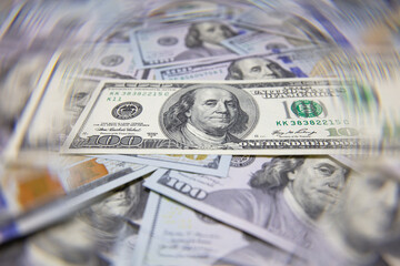 US 100 dollar banknotes background