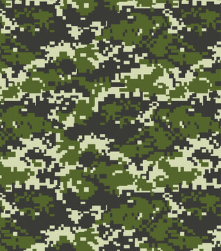 Pixelated camouflage pattern textile design