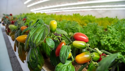 tomato in a cultivation dome, without using soil, on an organic farm in Thailand. They are non-toxic food.
