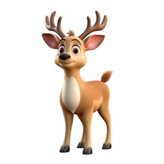 Obraz na płótnie Canvas Cute reindeer in 3D cartoon style isolated on transparent background