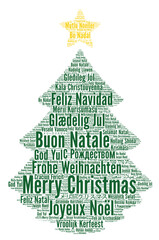 Merry Christmas in different languages word cloud 