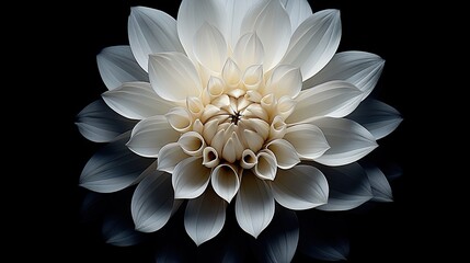  a white flower with a black background is seen in this image.  generative ai - obrazy, fototapety, plakaty