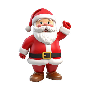 Cute Santa claus in 3D cartoon style isolated  on transparent background
