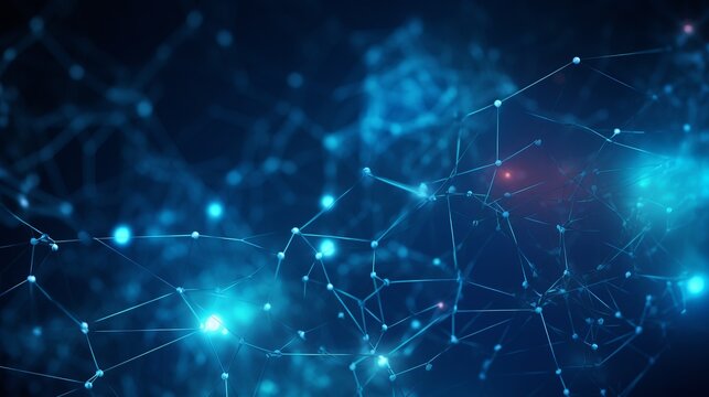 Data technology abstract futuristic illustration . Low poly shape with connecting dots and lines on dark background. 3D rendering . Big data visualization .