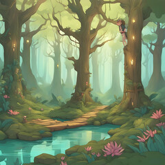 Fantasy background fairy forest