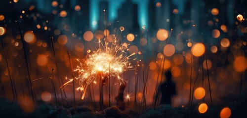 Sparkler with blurred