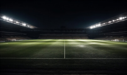 Vast empty sports stadium or arena lit with spots