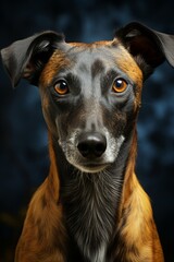 Graceful Greyhound dog sitting with a slender and elegant posture, Generative AI