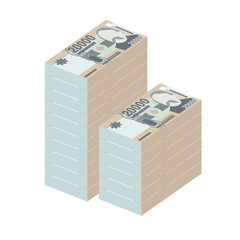 Hungarian Forint Vector Illustration. Hungary money set bundle banknotes. Paper money 20000 HUF. Flat style. Isolated on white background. Simple minimal design.