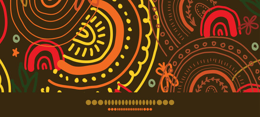 Warm shades, a set of colorful rainbows. Collection of brown children's flat illustrations. Design for children's clothing, posters, prints, postcards, backgrounds.