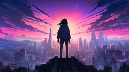Cyberpunk Girl, Anime, Character Design, Concept Art, Beautiful Girl,