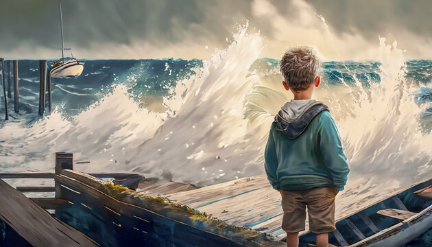 Little Boy’s View of a Flooding World, global warming