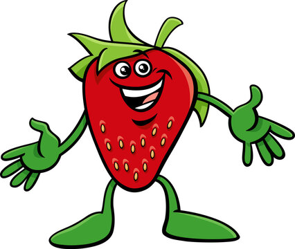 funnt cartoon strawberry fruit comic character