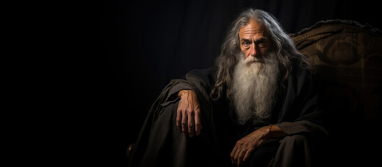 Portrait of an old jewish man with a long beard - obrazy, fototapety, plakaty