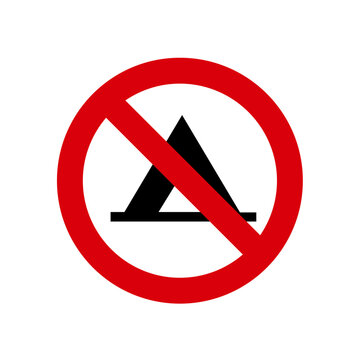 camping Interdit Panneau signalisation rond rouge