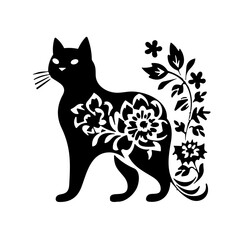 Silhouette Floral Cat