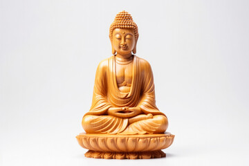 Buddha statuette used in New Year prayer rituals isolated on a white background 