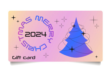 Y2k shape gift card with Christmas tree