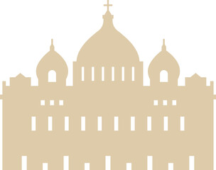 Simple beige flat silhouette of the Vatican historical landmark monument of the ST. PETER'S BASILICA, VATICAN CITY
