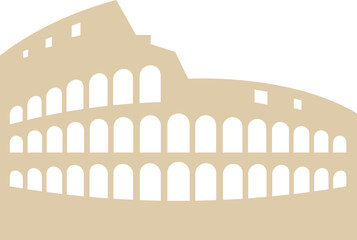Naklejka premium Simple beige flat silhouette of the Italian historical landmark monument of the COLOSSEUM, ROME