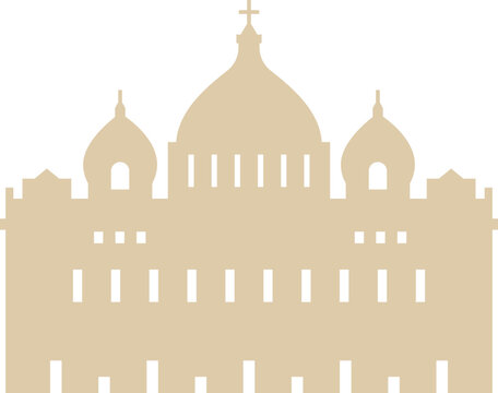 recommend clip art: Simple beige flat silhouette of the Vatican historical landmark monument of the ST. PETER'S BASILICA, VATICAN CITY
