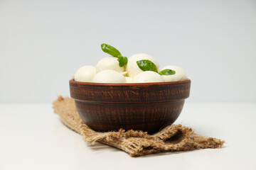 Mozzarella cheese, concept of tasty dairy products