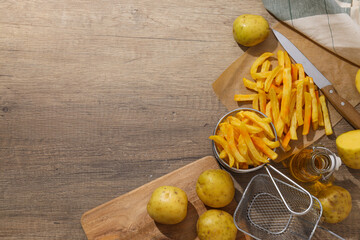 Fried potato, fast food concept, junk food