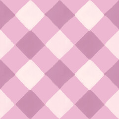 Diagonal gingham checks, textured, seamless with shades of pink. Great for easter, picnics, clothing, napkins, checkered ties, scarves, bedding, wallpaper, stationery, table cloth, nursery room decor