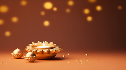 Diwali greeting card adorned with traditional diya with, ready for your warm wishes