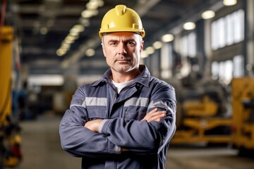 portrait of industry maintenance engineer man standing arms crossed