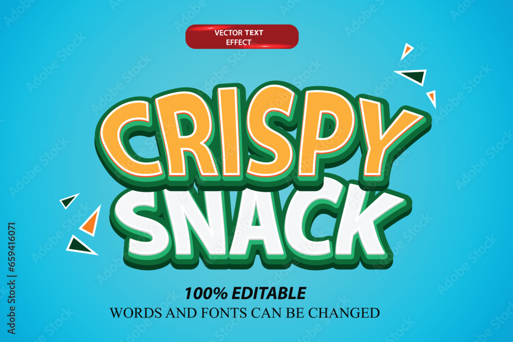 Poster 3d editable text effect crispy snack retro design template