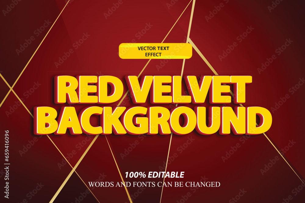 Poster 3d editable text effect red background with gold lines, vector template