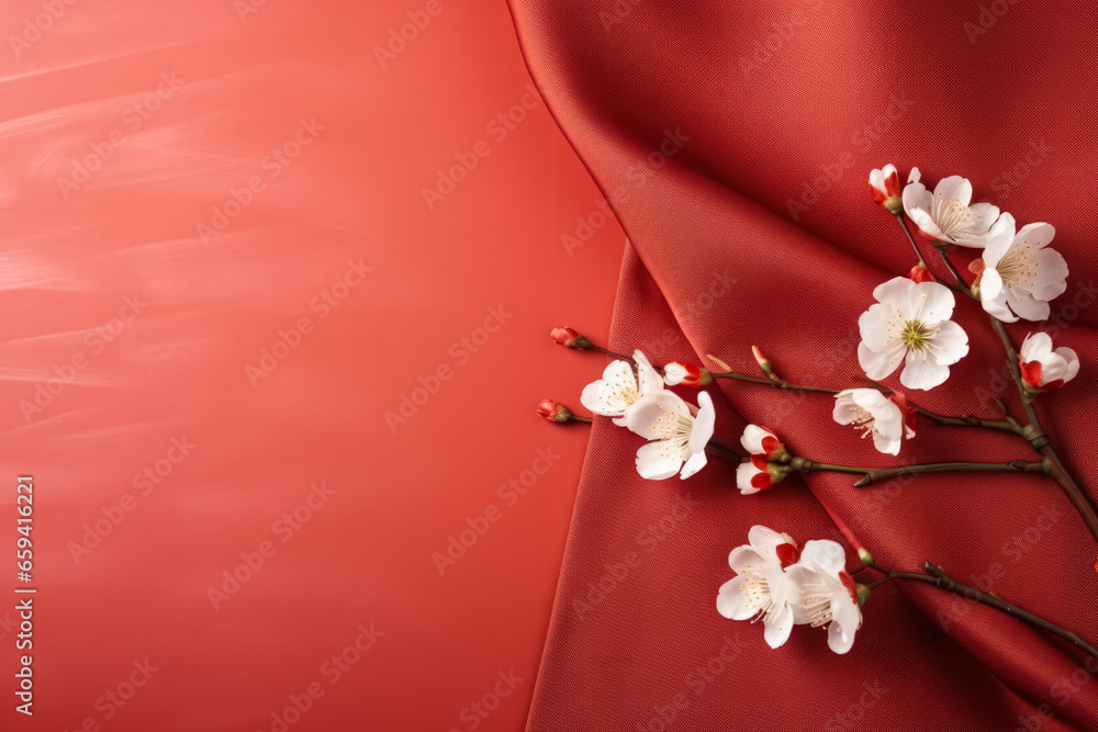 Poster silk kimono patterns symbol of prosperity in asian new year background with empty space for text