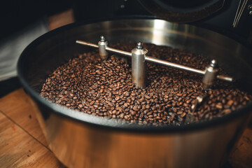 Coffee beans roasted from the machine