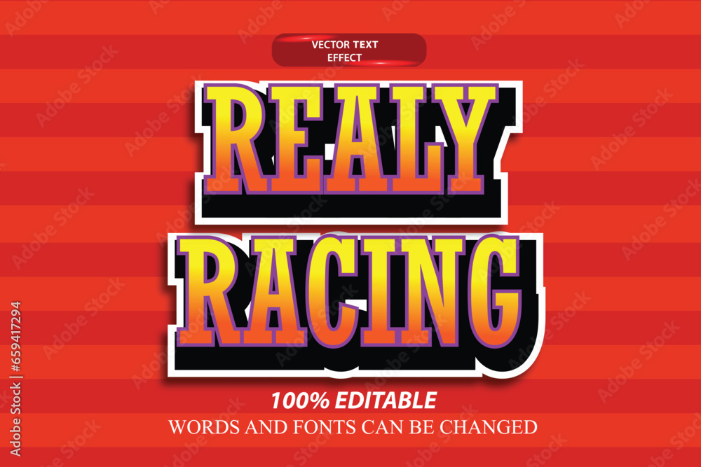 Poster 3d editable text effect really racing off road logotype and headline typography gradient red color w