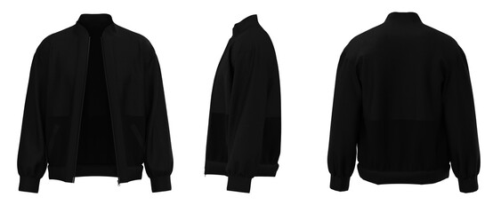 Black Jacket isolated. Sweater jacket with zipper