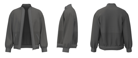Grey Jacket isolated. Sweater jacket with zipper